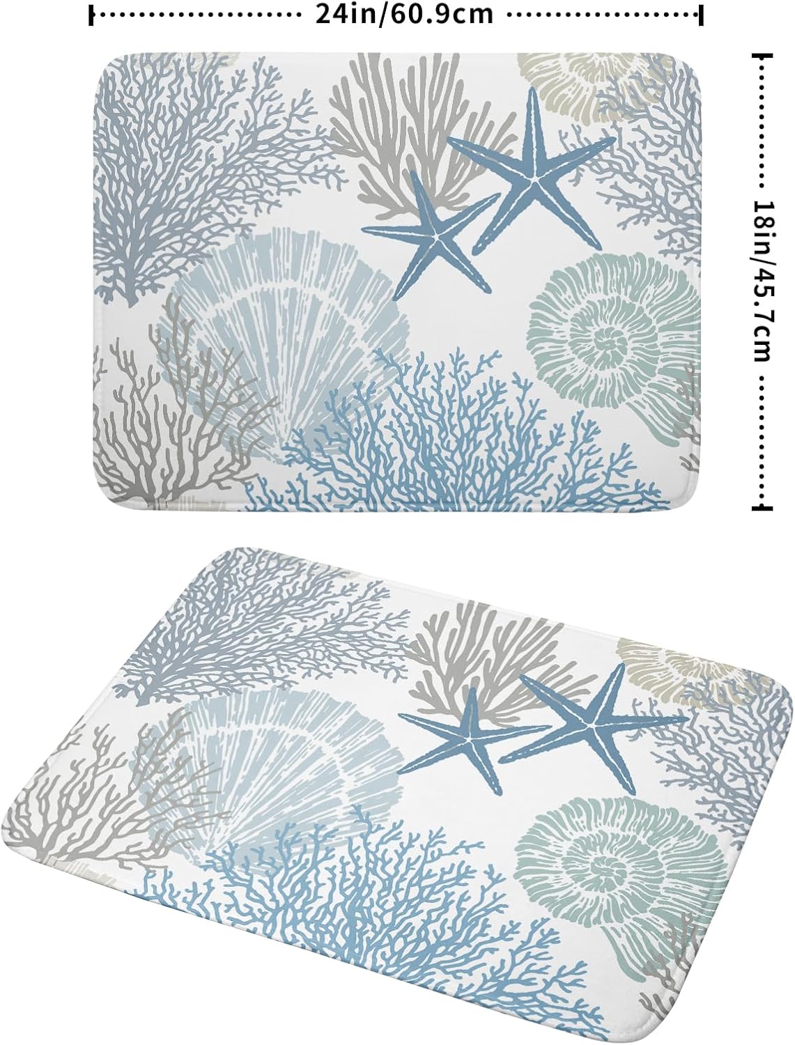 Coastal Dish Drying Mats for Kitchen Counter Large Drying Mat for Dishes Microfiber Sea Star Coral Nautical Dish Rack Mat Summer Drainer Pad Washable Foldable Ultra Absorbent Dry Mat 18×24 Inch