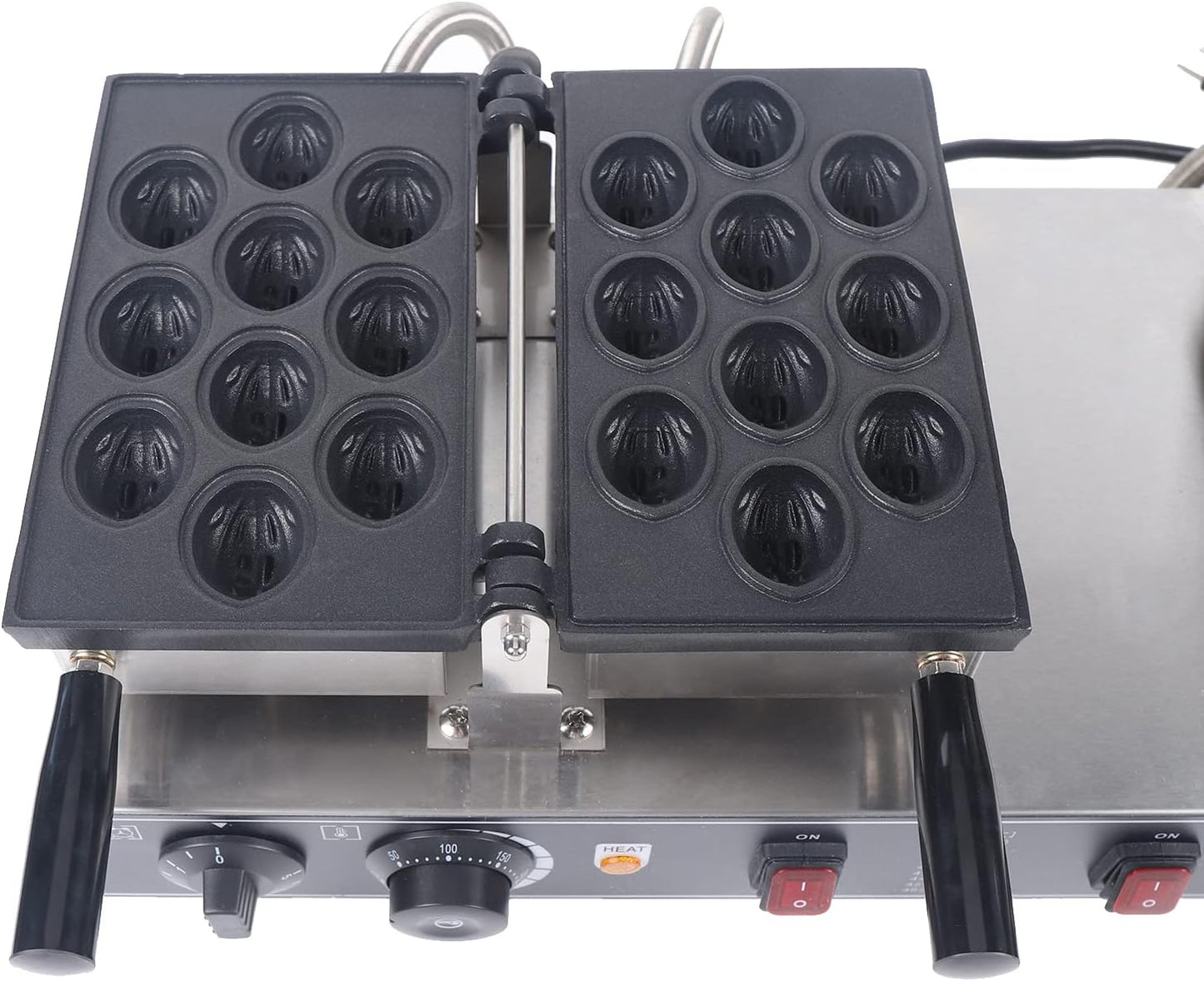 Electric Walnut Cake Maker - 1500W Toaster Baking Breakfast Pan Oven - 20pcs Electric Mini Nut Waffle Bread Baking Machine - Dual-plate design, Non-stick Coating - for Cooking Breakfast Parties