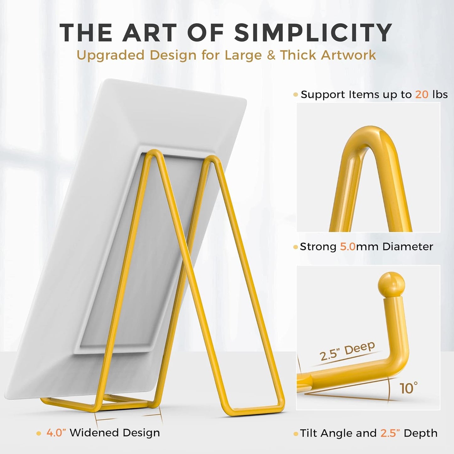 TR-LIFE 4 Pack 10 Inch Large Plate Stands for Display - Gold, Metal Picture Frame Holder Stand + Small Easels for Decorative Plate, Platter, Book, Plaques, Photo, Tabletop Art