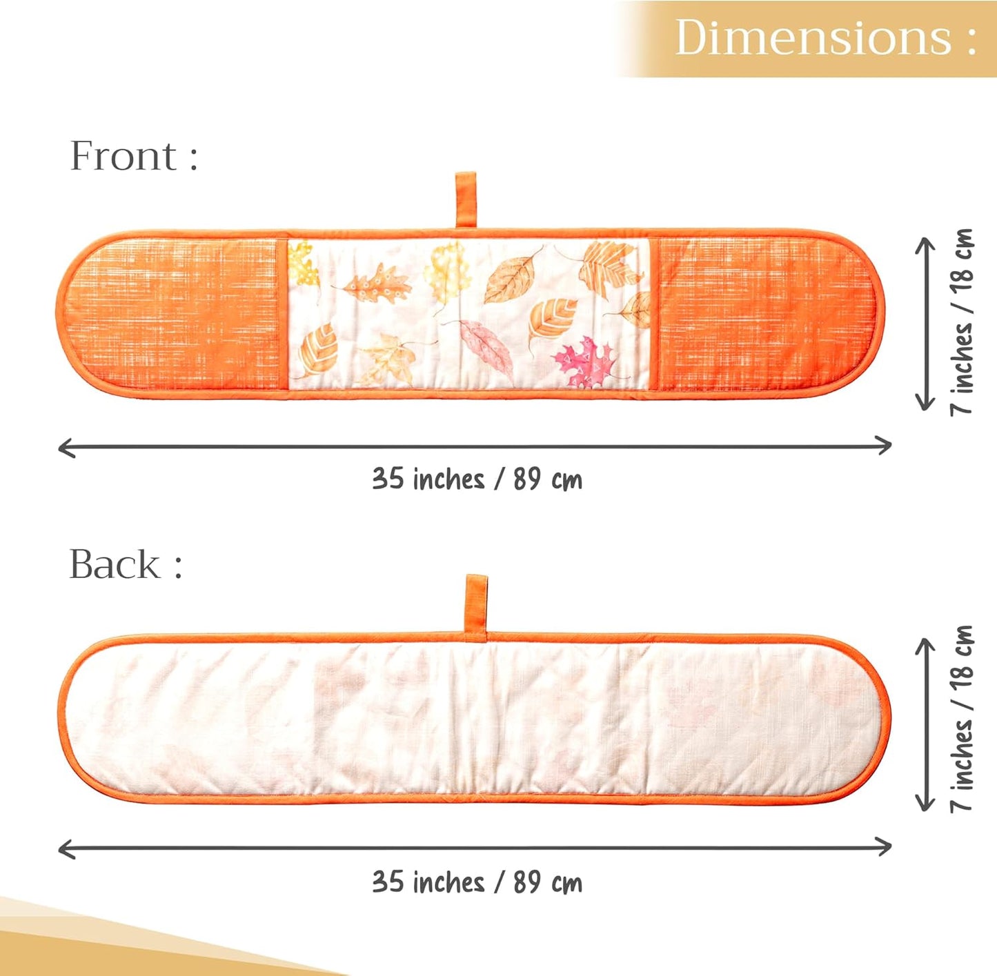 Maison d' Hermine Double Oven Mitt (7" x 35") 100% Cotton Heat Resistant BBQ Cooking Gloves with Loop for Thanksgiving Christmas Decorations Baking Cooking Handling Hot Pan (Colours of Autumn)