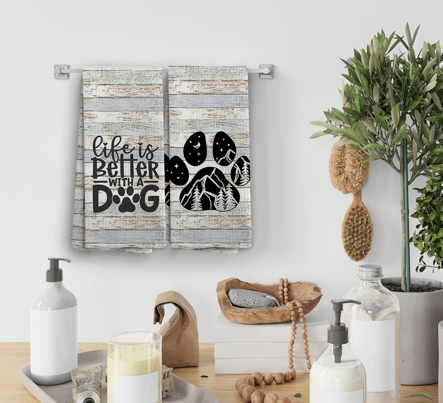 Dog Towel - Life is Better with A Dog Kitchen Towels & Dishcloths Set of 2, 1624 Inches