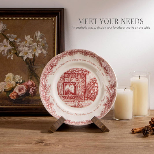 4.5 Inch Plate Stand Display - Wooden Picture Frame Holder, Decorative Table Top Easel