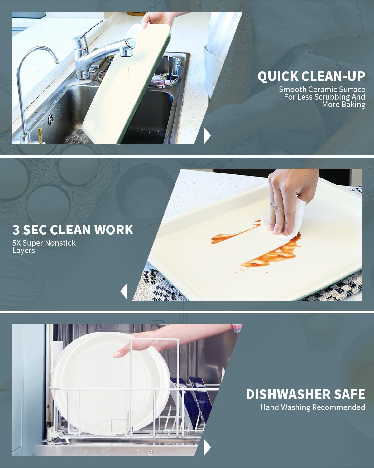 Ceramic Nonstick Baking Pans Set, Non Toxic 30 PCS Stackable Bakeware Sets, 550°F Oven Safe Baking Sheet & Pans, Warp-Free, Dishwasher Safe, PTFE/PFOA/PFOS-Free (Green)