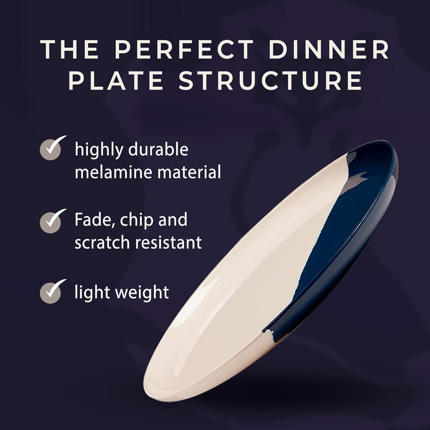Melamine Dinner Plates | Durable Unbreakable Melamine Plate | Shatter-Proof and Chip-Resistant | Dishwasher Safe, BPA Free | Lightweight Dinnerware Set of 4 | Perfect for Parties, Picnics, BBQ | 11 In