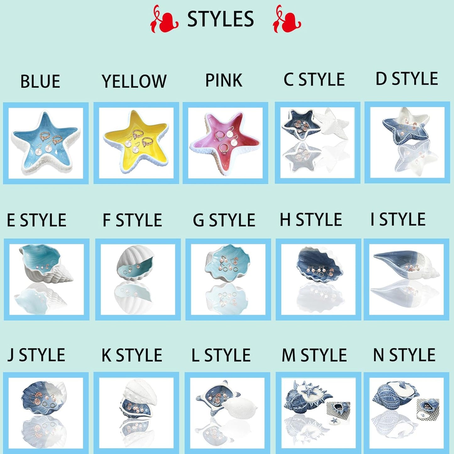 Ceramic Starfish Jewelry Dish Tray Pink Shell Jewelry Holder Ring Holder Trinket Dish Ocean Coastal Decor Jewelry Plate Decorative Tray Key Bowl for Jewelry Christmas Home Room Beach Decor