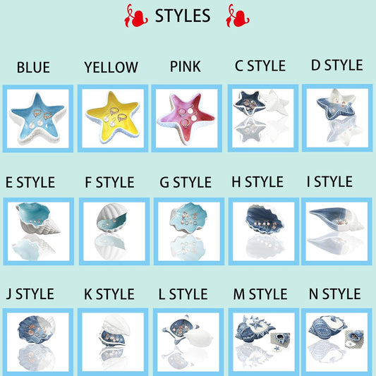 Ceramic Starfish Jewelry Dish Tray Pink Shell Jewelry Holder Ring Holder Trinket Dish Ocean Coastal Decor Jewelry Plate Decorative Tray Key Bowl for Jewelry Christmas Home Room Beach Decor