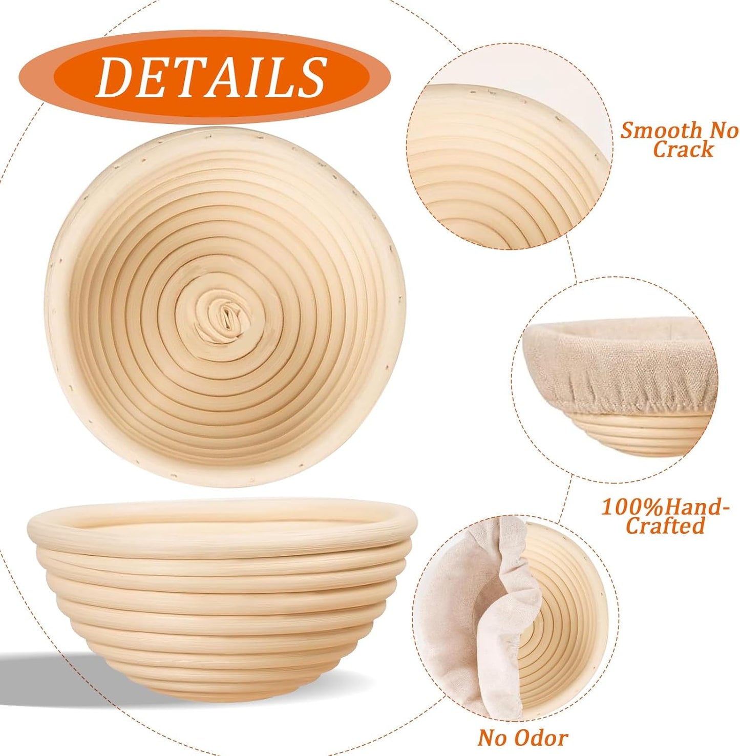5 inch Round Mini Banneton Bread Proofing Basket Sourdough Bread Baking Supplies Set of 10 Sourdough Starter Kit Baking Gifts