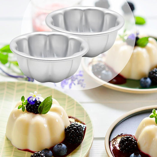 6 Pcs Egg Tart Molds Aluminum Alloy Cake Tartlets Baking Tool Flower Shape Non-stick Egg Tart Molds 3.5 X1.6inch Muffin Cupcake Pudding Baking Cup Maker