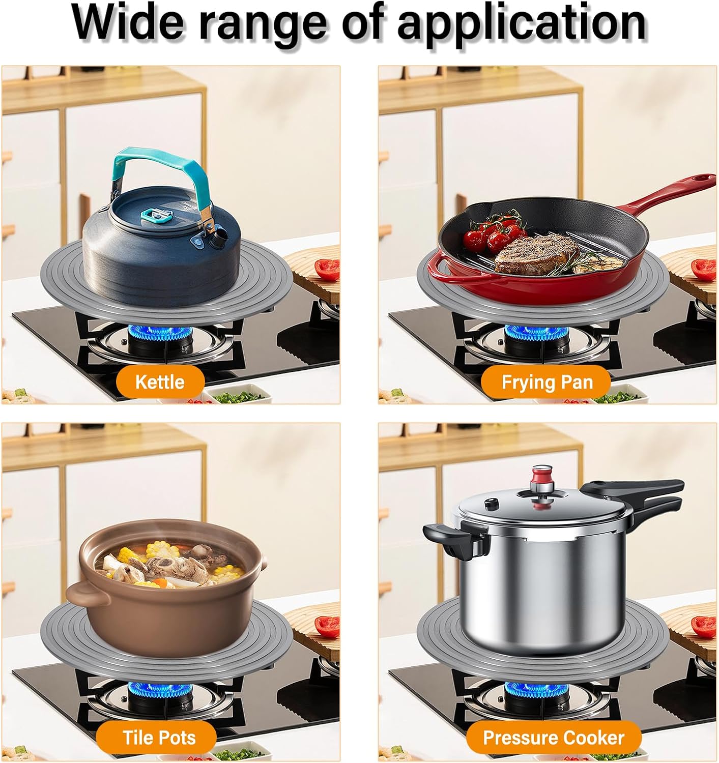 2 Pack Gas Stove Heat Diffuser Plate, Round Fast Defrosting Tray Aluminum Non-Stick Coating Cookware Simmering Thawing Plate Conduction Multifunctional, Flame Guard Protection Stovetop (9.3 inch)