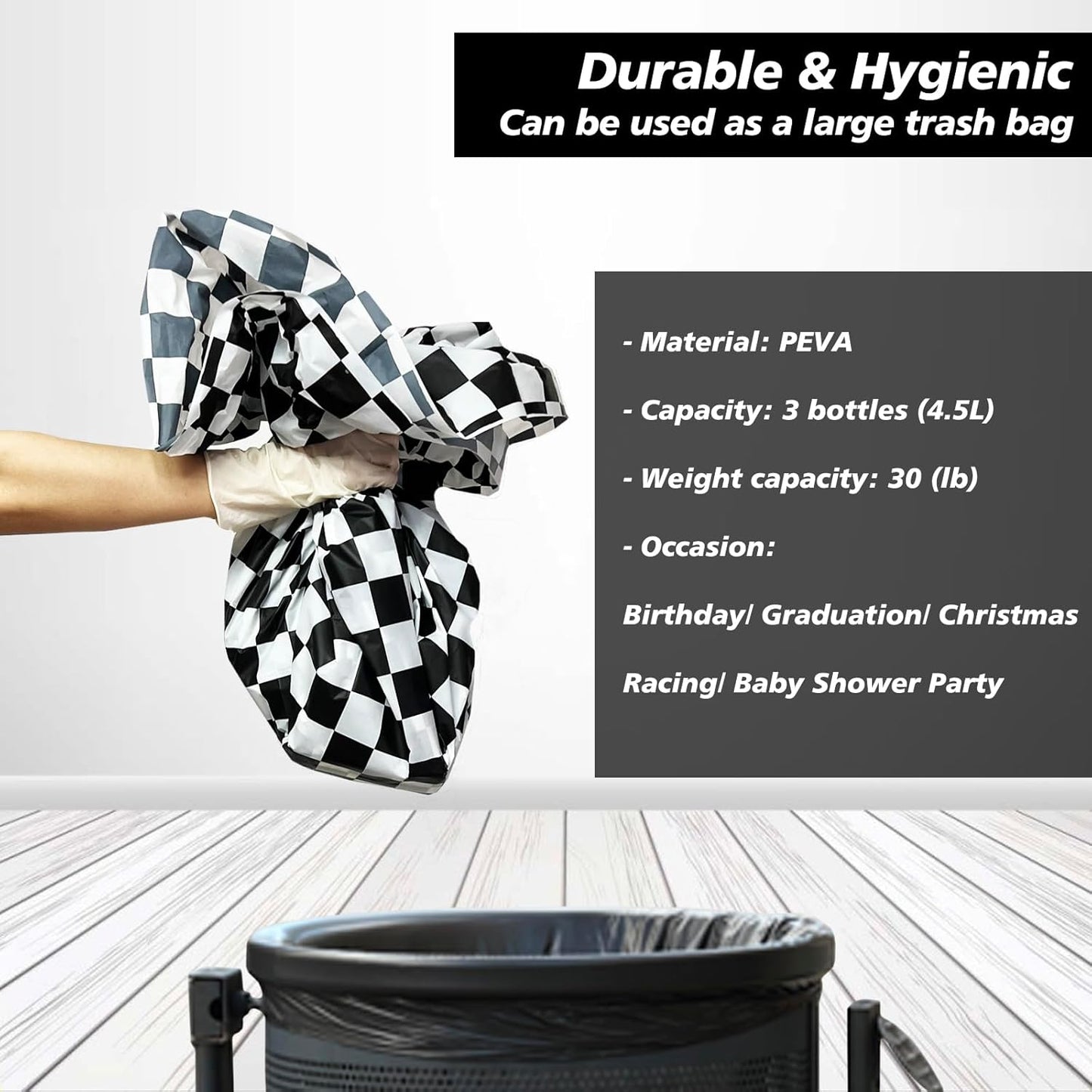 FUNTOOB Black and White Checkered Tablecloth 4 Pack Plaid Tablecloth Race Car Table Cloth for Race Car Birthday Party Decorations Racing Birthday Party Supplies, 54" X 72"