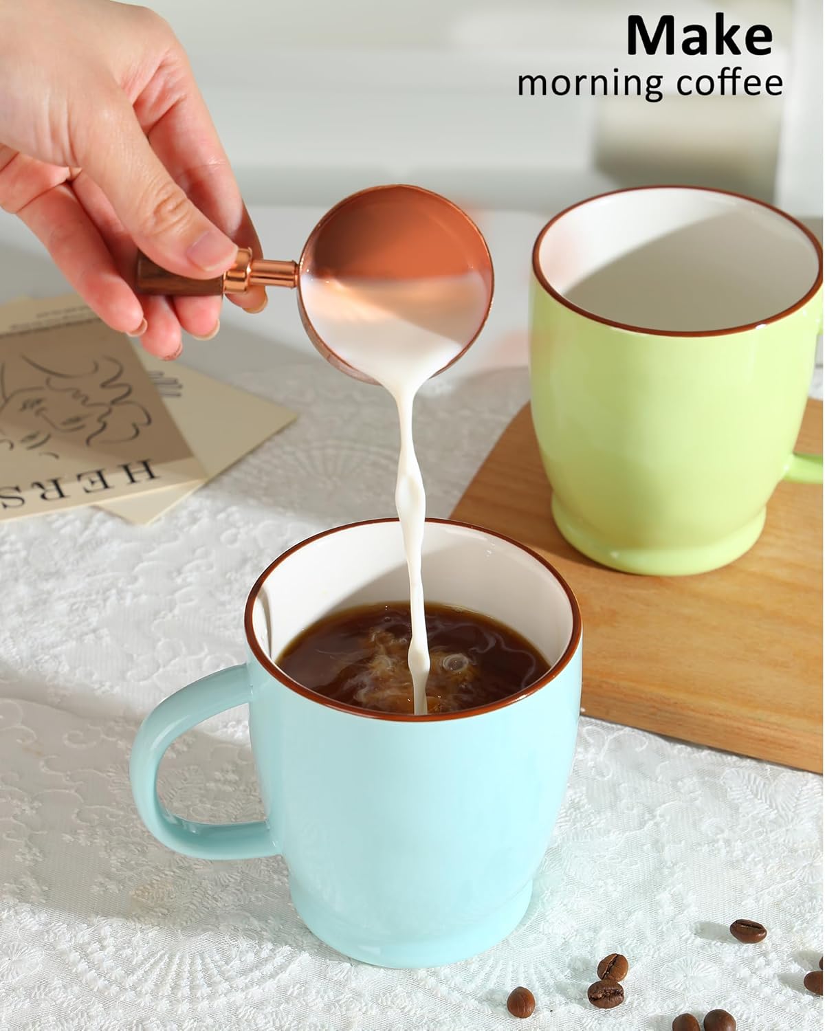 Blue Coffee Mug, 16.5oz Large Cappuccino Cup, Microwave Safe Coffee Cup with Large Handle, Porcelain Tea Mug for women, Man, Mom, Dad, Gifts