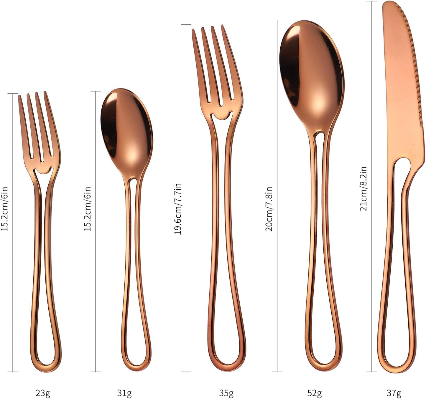 Flatware Set 4 Copper/Rose Gold Silverware Hollow Out Handles 20 Piece Stainless Steel Cutlery Modern Tableware Eating Utensils for Home Dinner Parties Wedding Festival Everyday Use