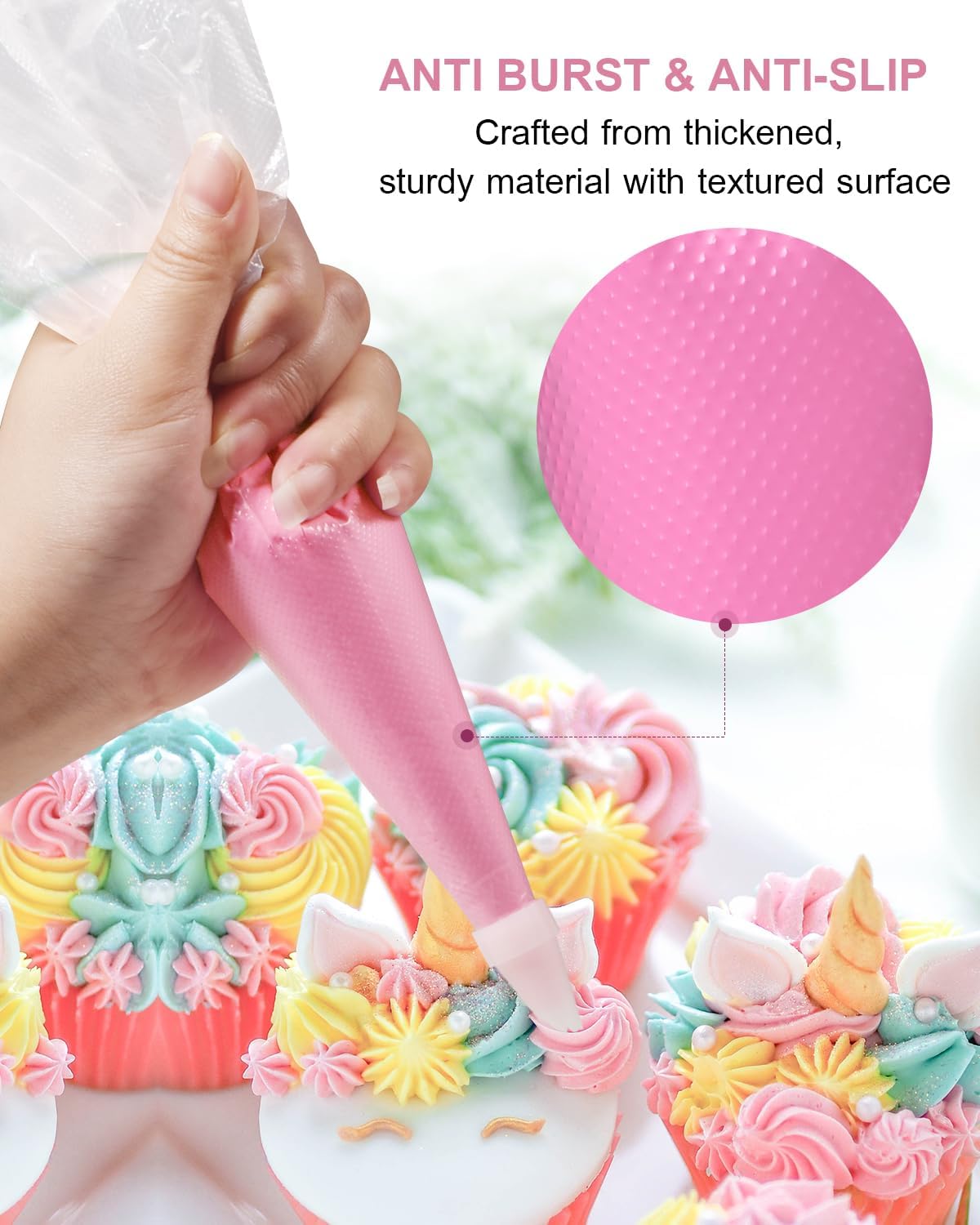 24 Inch Extra Large Piping Bags Disposable, 100 Pieces Icing Bags, Tipless Piping Bags, Thickened Pastry Bags, Non-Slip & Anti-Burst, Frosting Piping Bags for Cakes Cookies Decoration