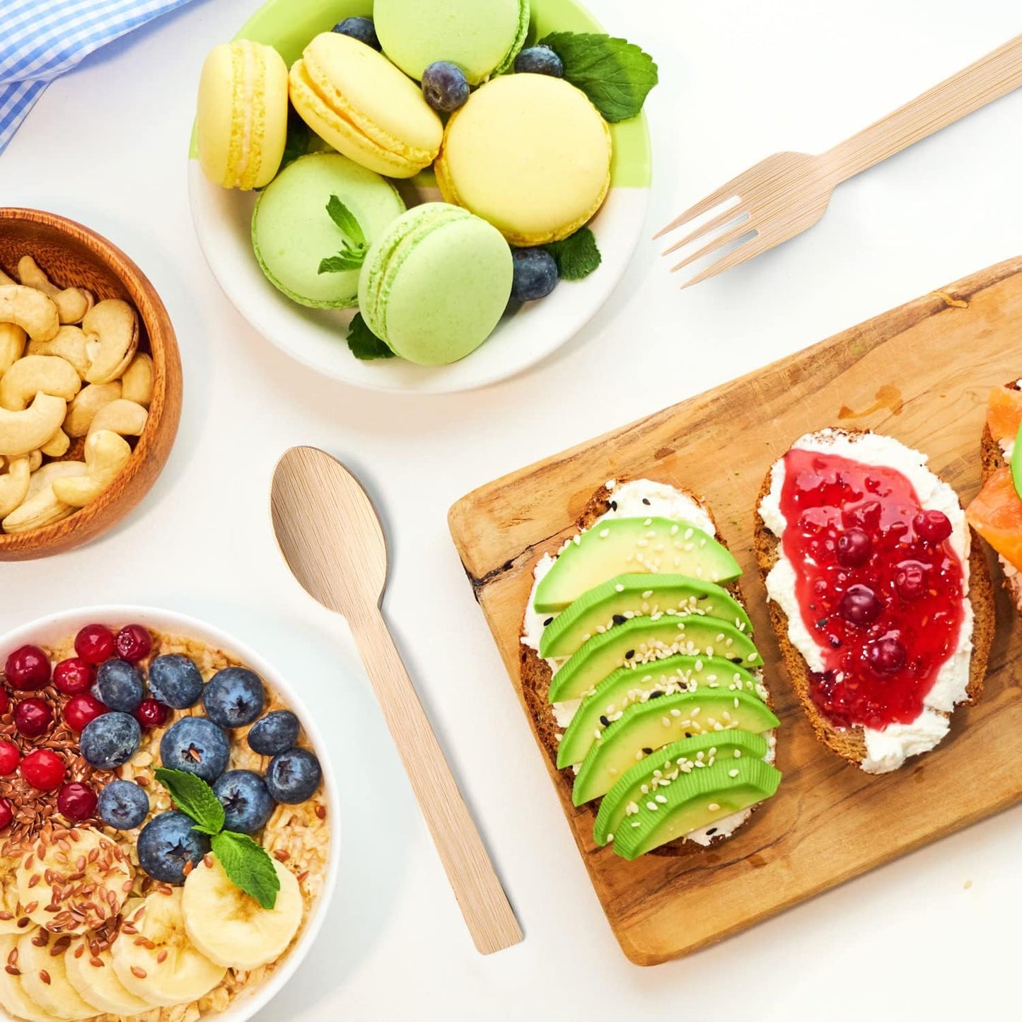 Bamboo Utensils -300 PK (100 Forks 100 Spoons 100 Knives) 6.7" Bamboo Compostable Forks Spoons Knives Disposable Bamboo Cutlery Set Biodegradable Eco Friendly Flatware Renewable Utensil