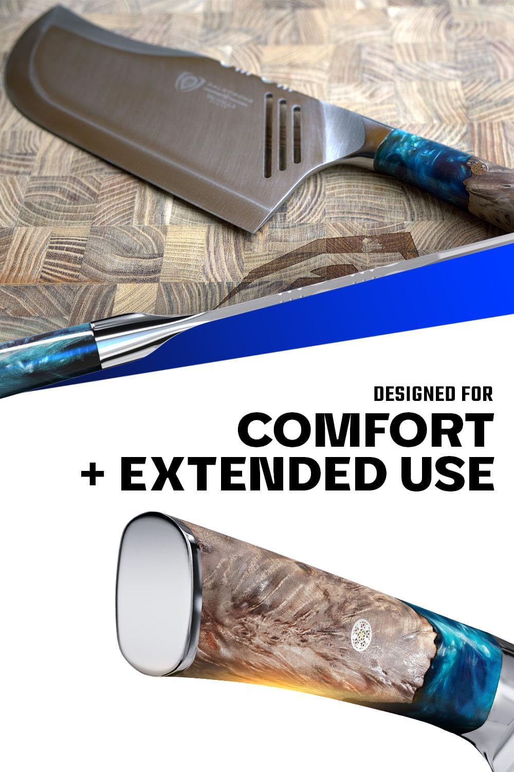 Dalstrong Massive Cleaver Knife - 9 inch - 'The Ravager' - Valhalla Series - 7CR17MOV HC Steel Kitchen Knife - Celestial Resin & Wood Handle - Razor Sharp Meat Cutting Knife - w/Leather Sheath