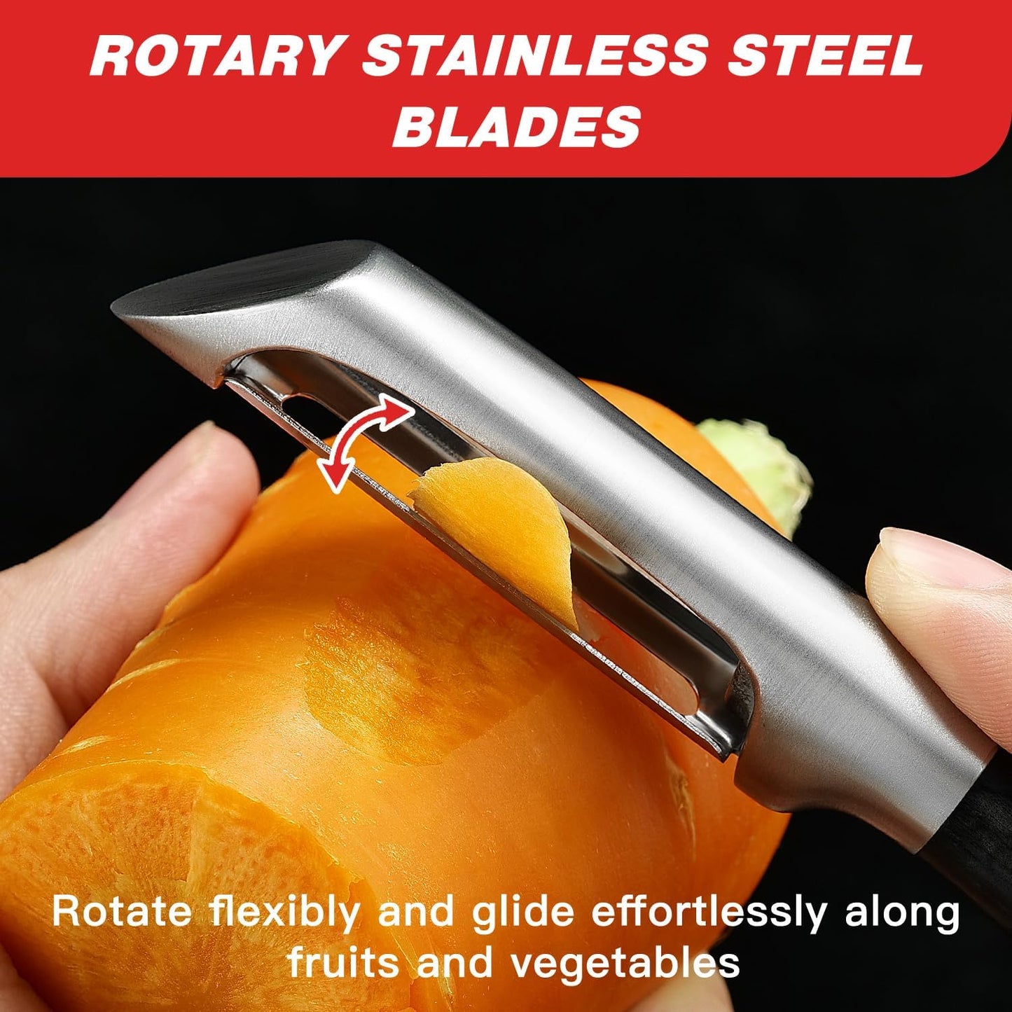 KULUNER 304 Stainless Steel Multi-Function Kitchen Peeler - With Solid Wood Handle, Sharp & Durable Blade, Effortlessly Peels Vegetables and Fruits, Essential Kitchen Tool