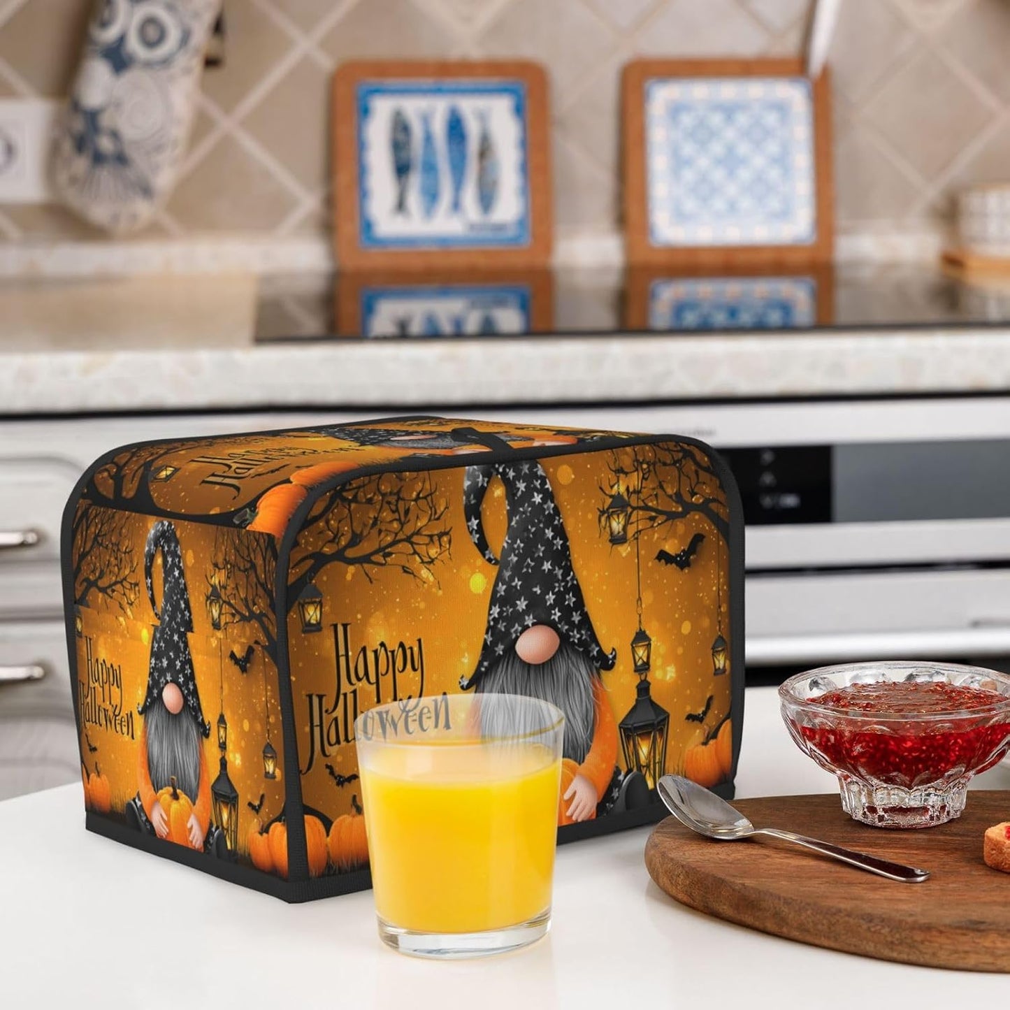 Toaster Cover 2 Slice Pumpkin Gnome Halloween Night Kitchen Small Appliance Covers with Pockets Dust and Fingerprint Protection