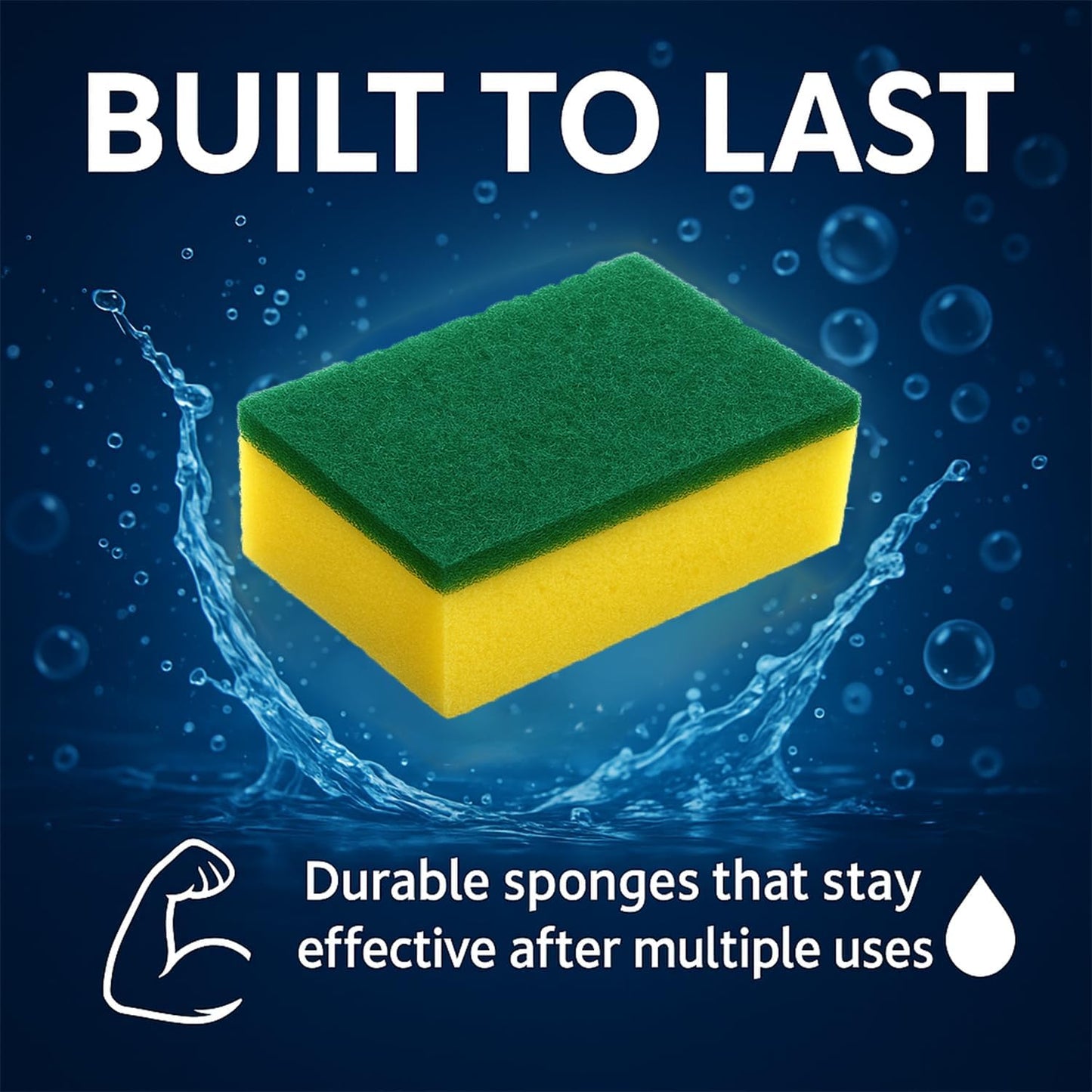 Dish Sponge, Non Scratch Sponges, Heavy Duty Scrub Sponge 24 Pack, Kitchen Scrub Sponges, 2.8x4 inch, Pads for Dishes, for Use Everyday for Tough Messes dualsided SPONGE WORLD