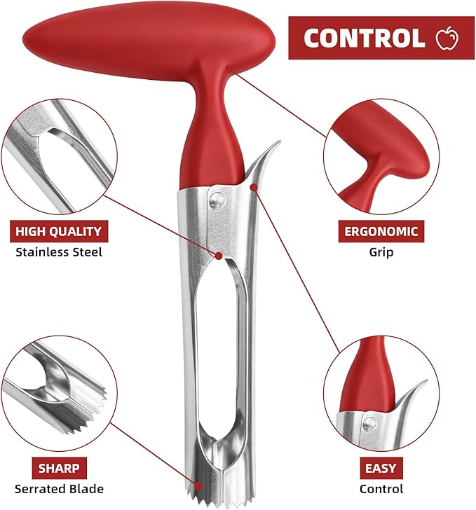 2 Pcs Fruits and vegetables Corer, Stainless Steel Core Remover Tool, Easy Twist Fruits, Suitable for Apples, Pears, Pineapples, Bell Peppers, And Other Tequiring Coring Includes a Cleaning Brush