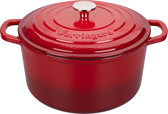 Enameled Cast Iron Dutch Oven Pot with Lid, for Sourdough Bread Baking, Round Dutch Ovens, 4.5 Quart, Red