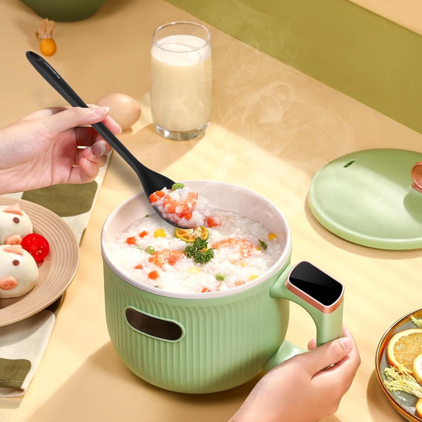 3 Pcs Silicone Spoons Set of 7.9 10.6 14.2 inch for Cooking, Heat Resistant Kitchen Spoons for Mixing, Stirring, and Serving, Small to Large Non Stick (Black)