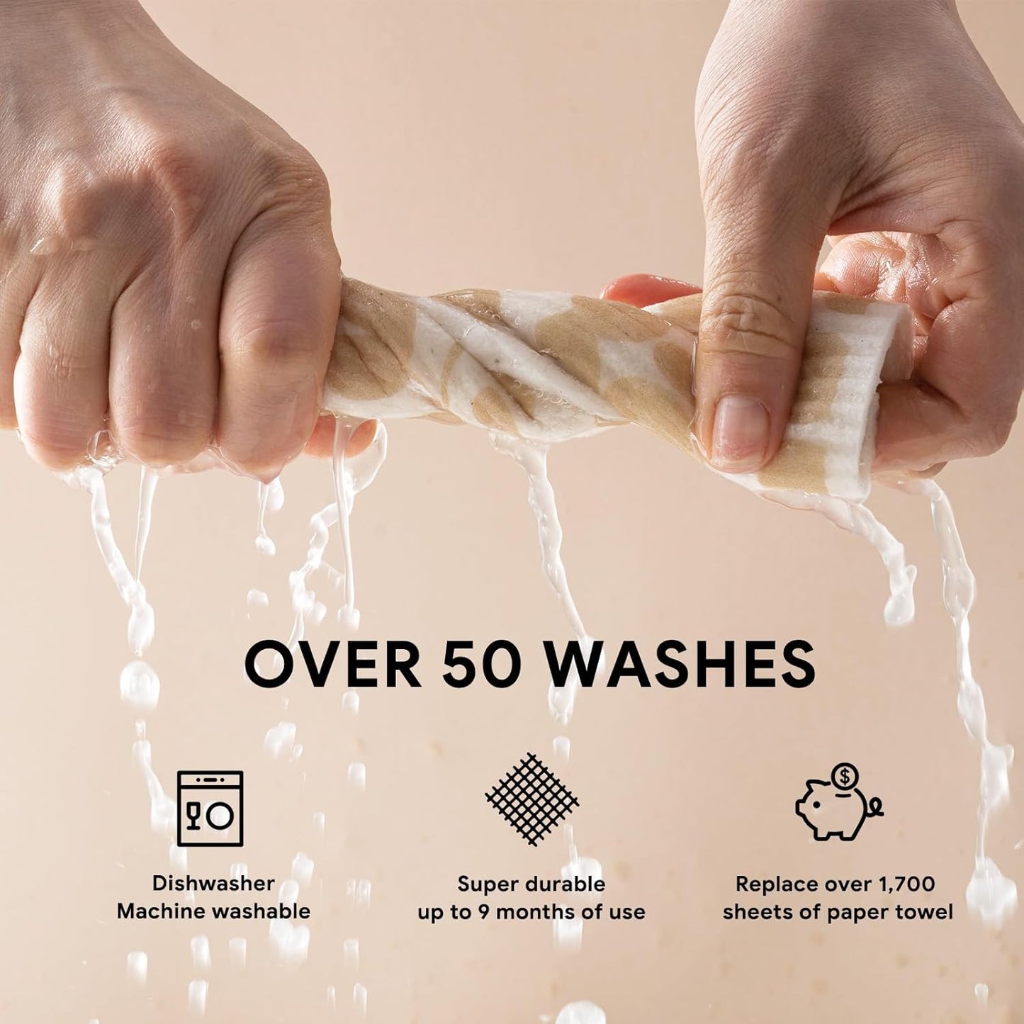 RECYCO Swedish Dishcloths for Kitchen | 6 Pack Wave Washable Dish Rags | Cellulose Reusable Cleaning Paper Towels | Absorbent Counter Dish Cloth Sponge Kitchen Wipes, 8" L x 7" W