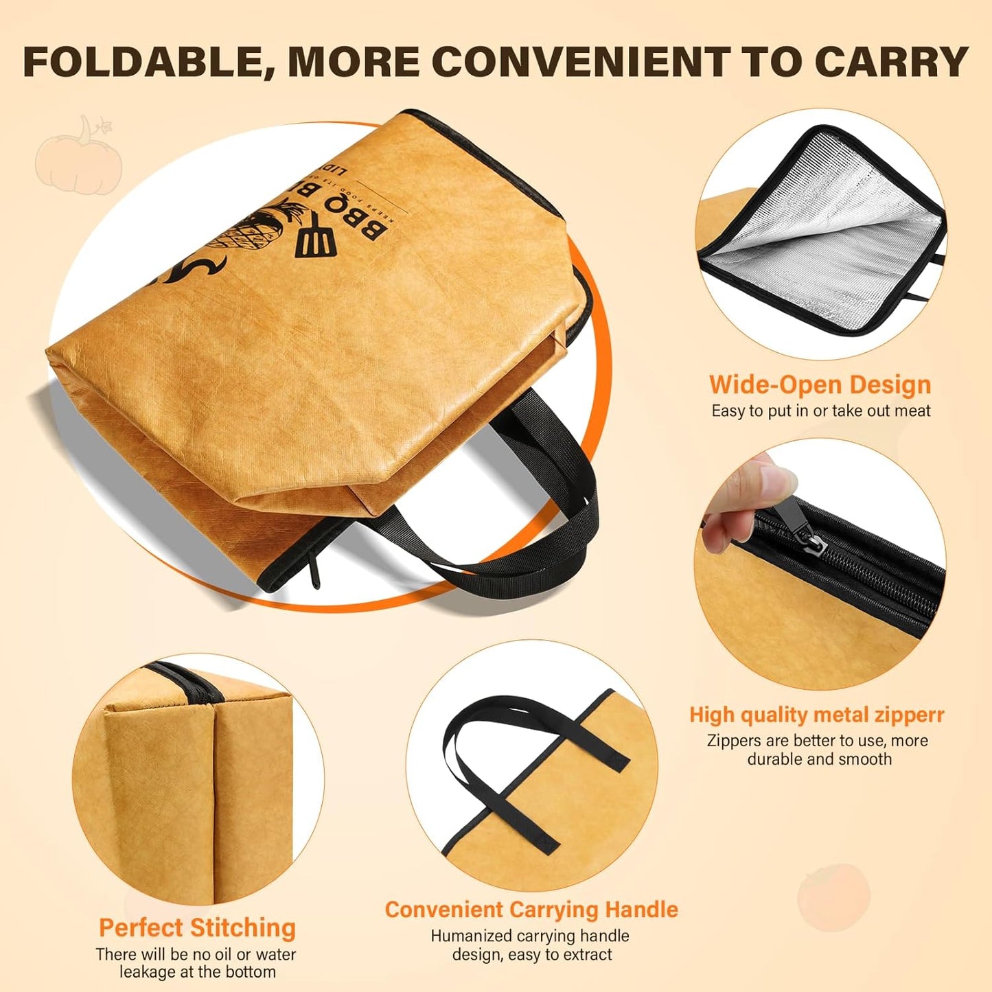 BBQ Blanket for Resting Meat- 2-pack21inch, Reusable Insulated Meat Resting Bag for Tender Barbecue and Moisture Retention,Wide Mouth Design for Large Brisket,Turkeys,Steak,Pork Shoulders