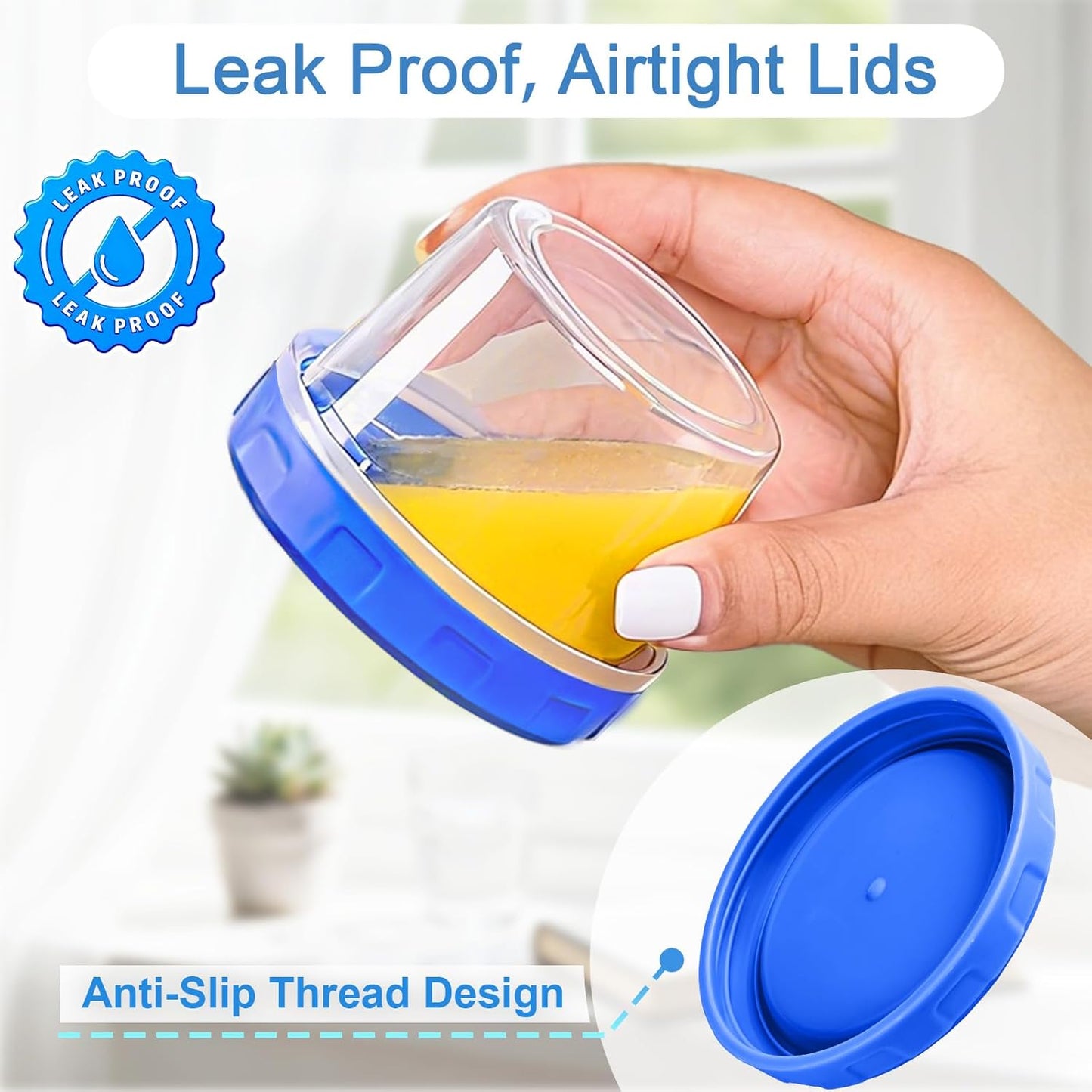 6 Pcs 4 oz Plastic Containers with Screw Lids, Reusable 1/2 Cup Small Food Storage Containers, Airtight Freezer Containers, Microwave & Dishwasher Safe, with Pen and Brush