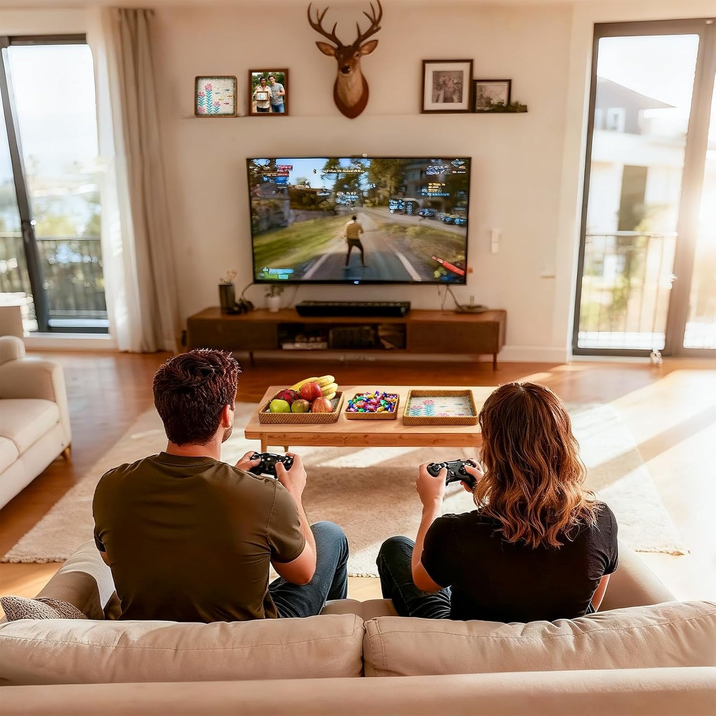 Rattan Tray with Mother of Pearl Inlay, Boho Coffee Table Decor, Decorative Serving Tray, Farmhouse Gift for Living Room & Bathroom