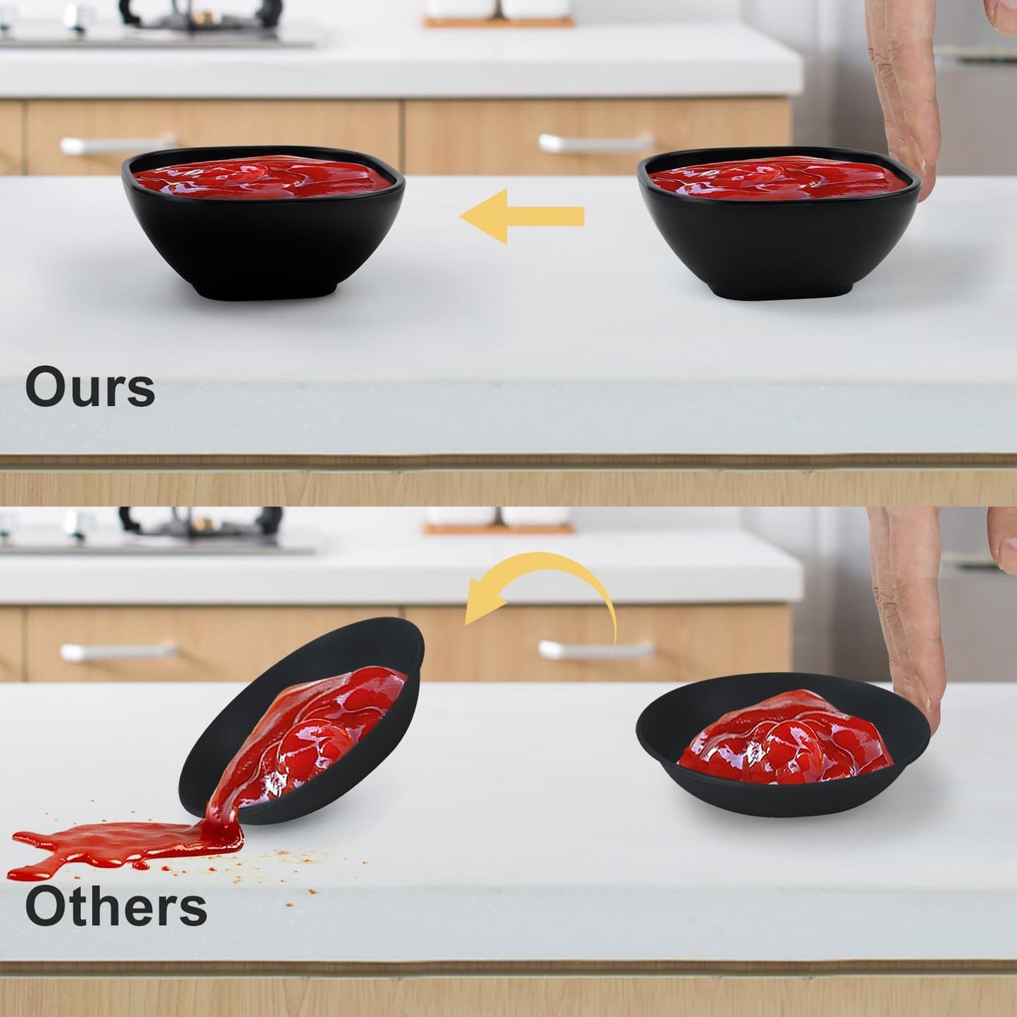 Wrova 6 pack wheat straw dipping bowls 5oz,alternative plastic soy sauce dishes,unbreakable small dessert bowls microwave and dishwasher safe for snack,sushi,condiment (Black Series)