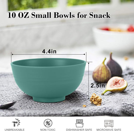 Wrova wheat straw snack bowls 10oz set of 8 - Unbreakable Dessert Bowls Dishwasher Safe - Small Handy Bowls for Ice Cream,Yogurt and Fruits. Green