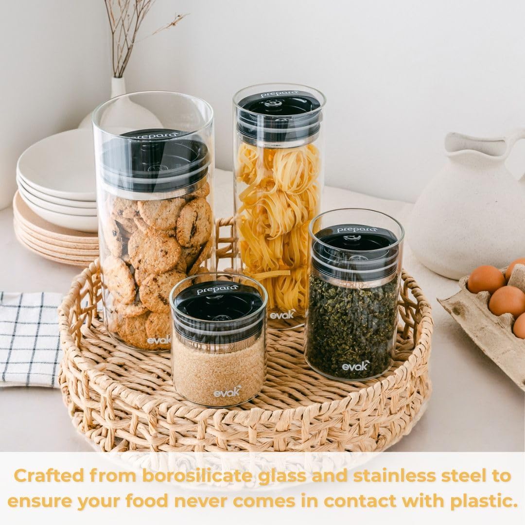 Prepara Evak Compact Glass Food Storage, Large, Black