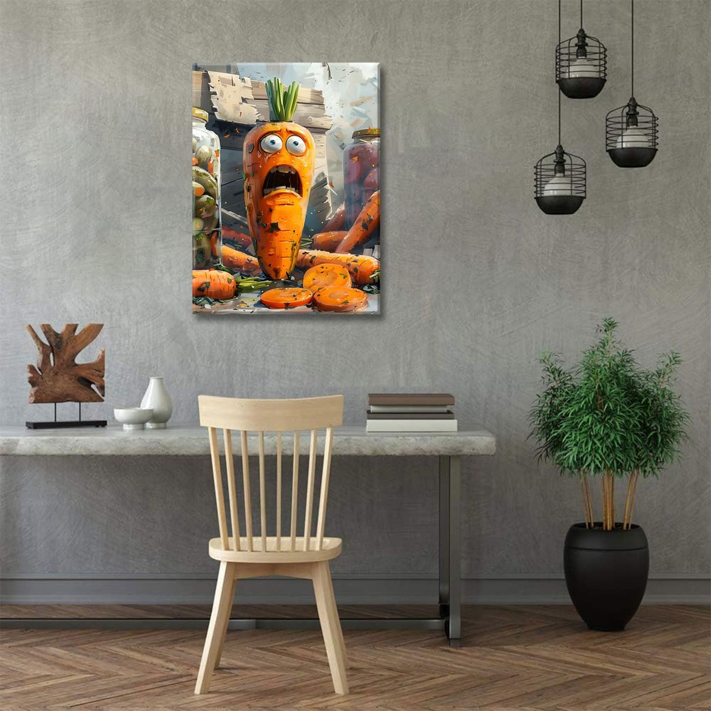 OIQArtOIQ Funny Kitchen Wall Art, Weird Kitchen Wall Decor, Vegetable Paintings Cool Postsers, Food Art, Eclectic Decor Dining Room, Chef Canvas Wall Art Print Artwork, Pickle Pictures