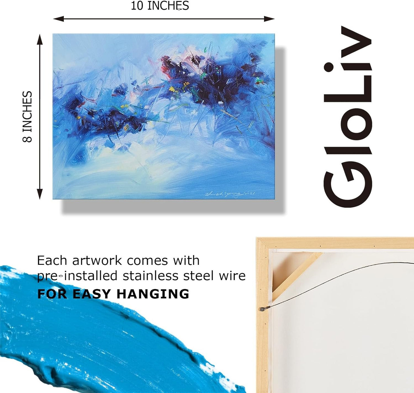 Gloliv Canvas Wall Art – Abstract Wall Decor Painting, Artist-Authorized Reproduction Canvas Prints, Modern Wall Art Decor for Living Room, Bedroom, or Office 10"x8"