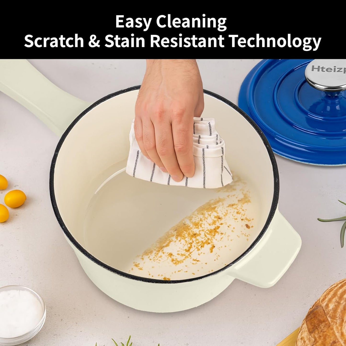 Enameled Cast Iron Sauce Pan with Lid, 1.7 Quart Saucepan with Lid, Small Dutch Oven Pot, Suitable for Small Portions of Soup, Sauces, Oatmeal, White