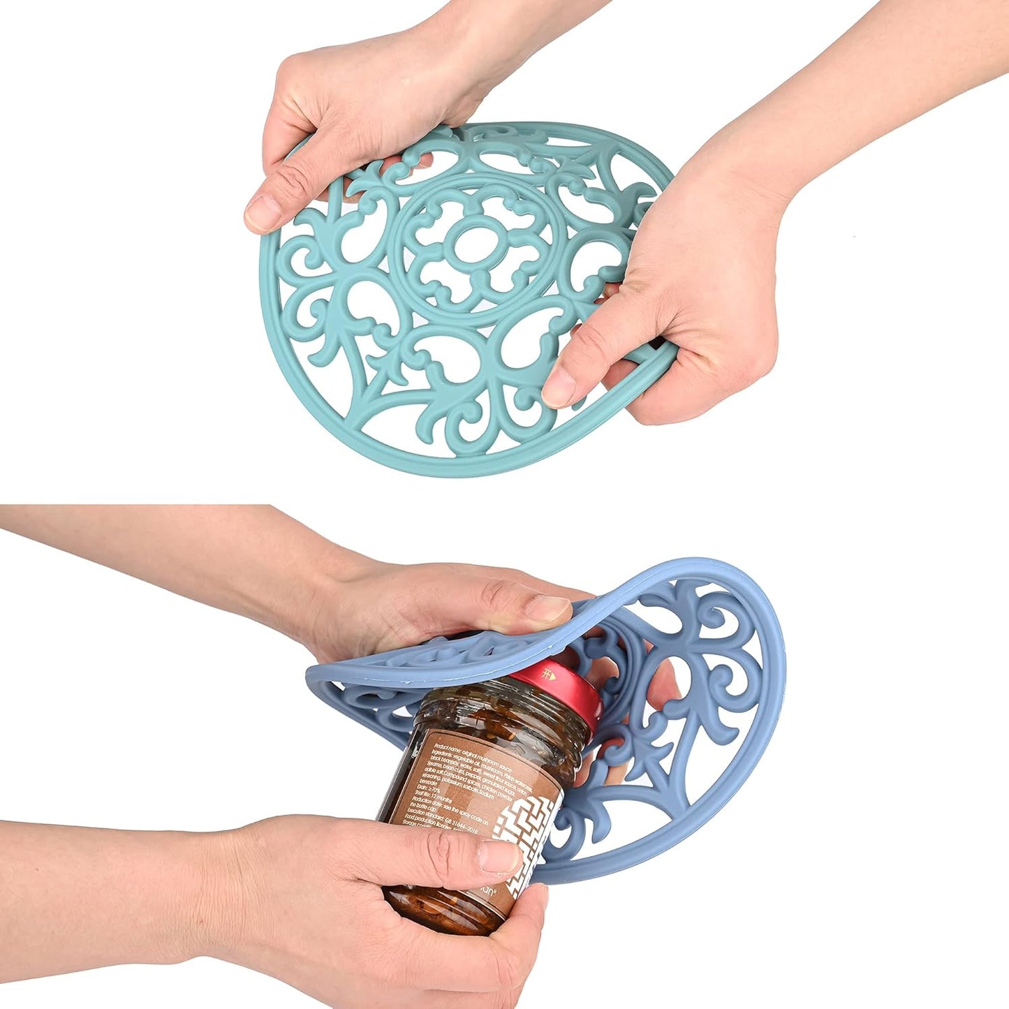 Smitchraft Silicone Trivets Hot Dishes, Pots & Pans, Hot Pads Kitchen Quartz Countertops, Pot Holders Trivet Mat, Non-Stick Heat Resistant Mats Counter & Table, Teal Kitchen Decor Accessories Set 3