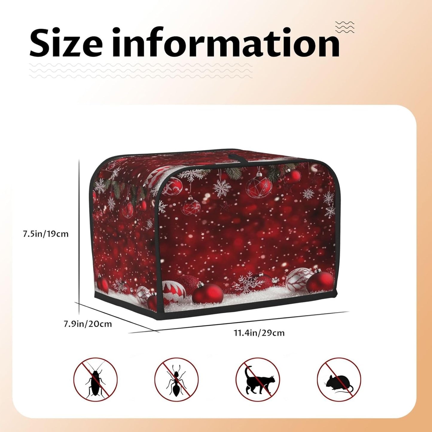 Toaster Cover 2 Slice Christmas Red Ball Winter Kitchen Small Appliance Covers with Pockets Dust and Fingerprint Protection