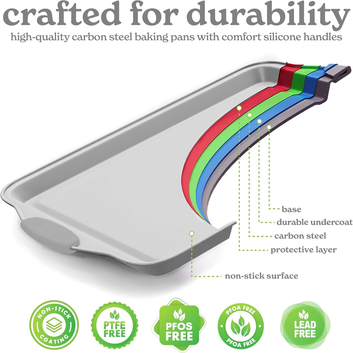 Country Kitchen Nonstick Stackable Bakeware Set - Heavy Duty, Durable, Easy Release Baking Set, Silver, 10 Pcs