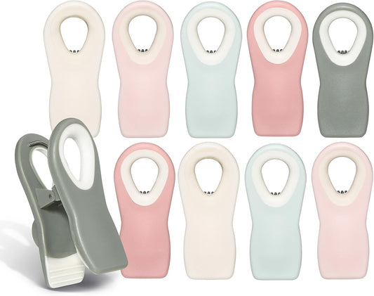 COOK WITH COLOR Bag Clips with Magnet- Chip Clips, Food Storage with Airtight Seal Grip for Bread, Snack and Food Bags (Green and Pink, Pack of 10)
