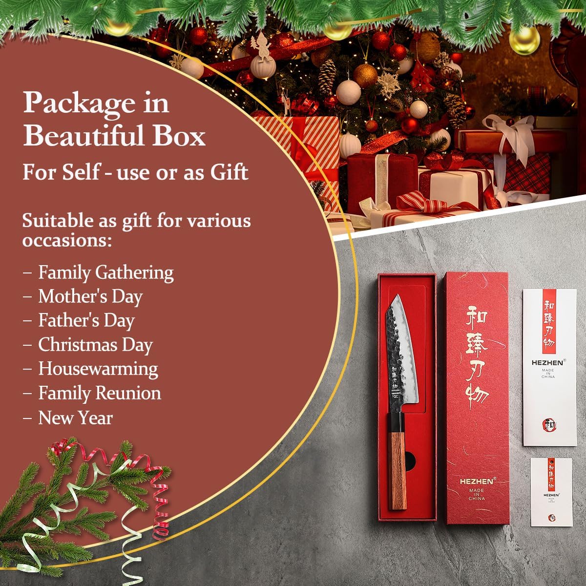 HEZHEN Kiritsuke Knife, 5.8 Inches Small Chef Knife, 3 Layers High Carbon Clad Steel, Composite Forging Steel Paring Knife, Redwood Octagonal Handle