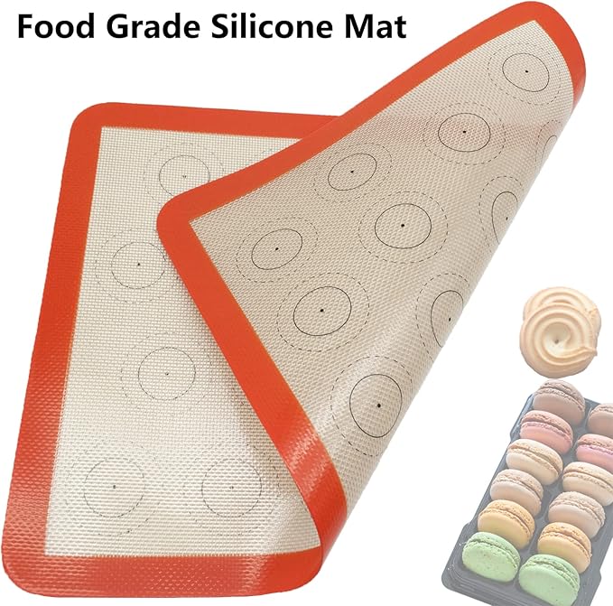 Silicone Baking Mats Set of 4, Non Stick Reusable Silicone Liners for 11" x17" Half Sheet and 8" x 12" Quarter Sheet for Baking Macaron/Cookie/Bread/Pastry