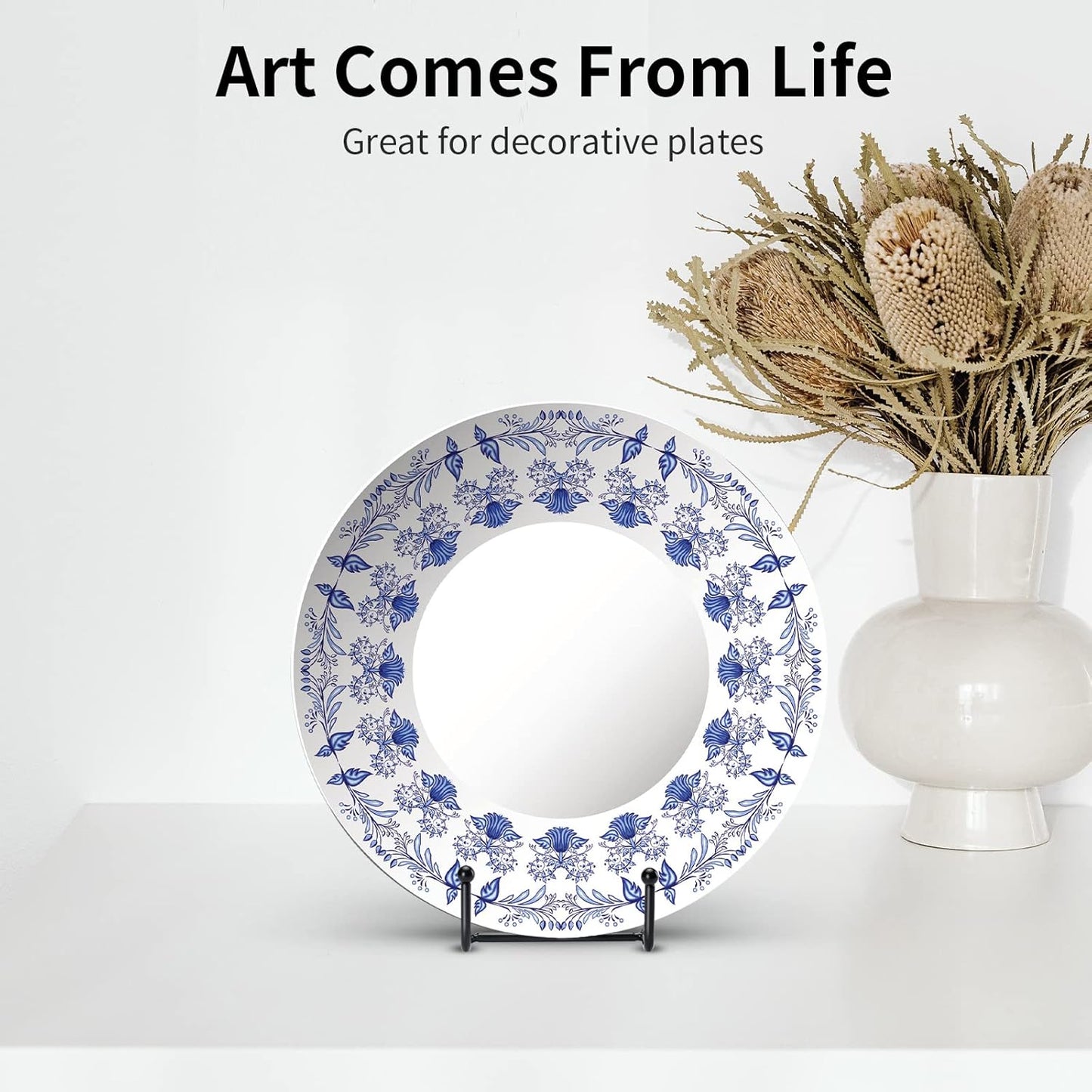 Kruodop 3 Pack 10 Inch Plate Stands for Display, Plate Holder Display Stand, Picture Frame Stand Black Metal Frame Holder Stands for Book,Small Easel,Decorative Plate,Photo and Platter,Tabletop Art