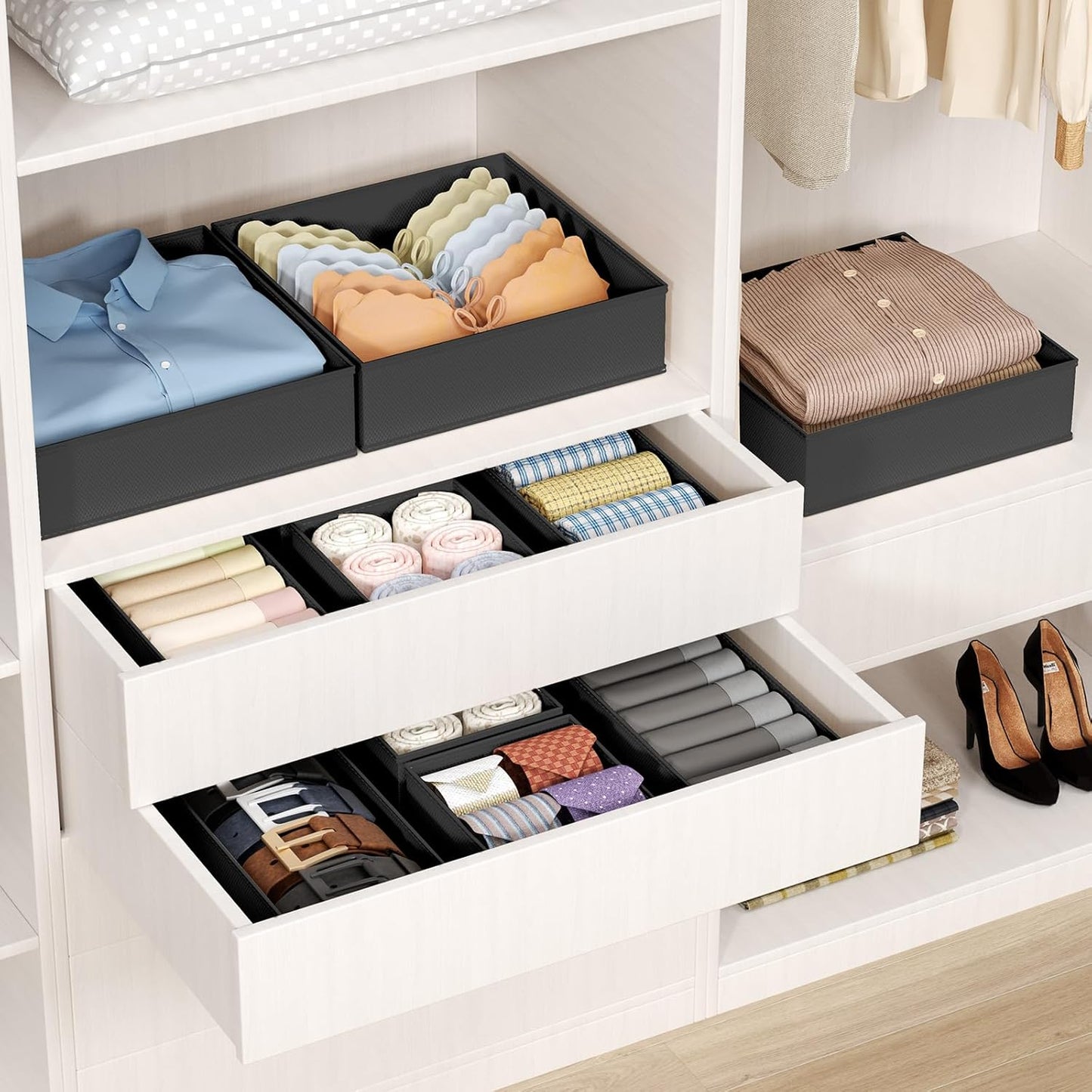 DIMJ Drawer Organizer Clothes Storage - 20 Pack Baby Dresser Organizer for Nursery, Foldable Closet Drawer Organizer Bins for Bedroom Organization, Fabric Storage Dividers for Socks, Underwears, Bras