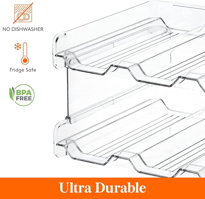 Lifewit Stackable Water Bottle Organizer for Cabinet, Plastic Bottle Holder Fits Bottles & Tumblers up to 3.8" Diameter, Pantry, Countertop & Fridge, 2 Tier Holds 8 Bottles, 2 Pack