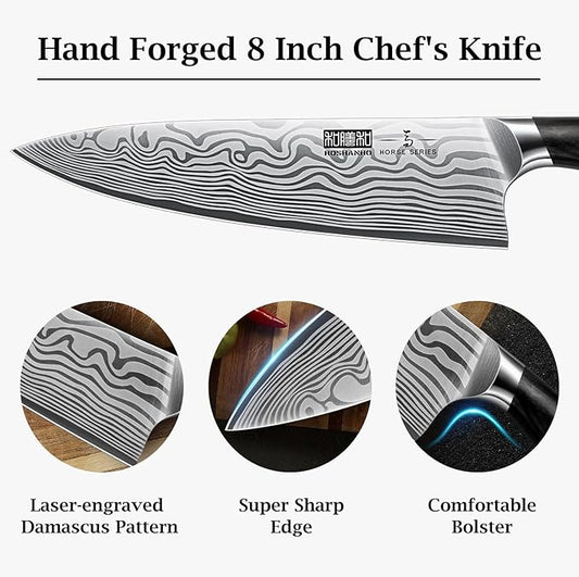 HOSHANHO 8 Inch Chef Knife, Ultra Sharp High Carbon Powder Steel Kitchen Knife, Professional Japanese Chef's Knife with Ergonomic Pakkawood Handle