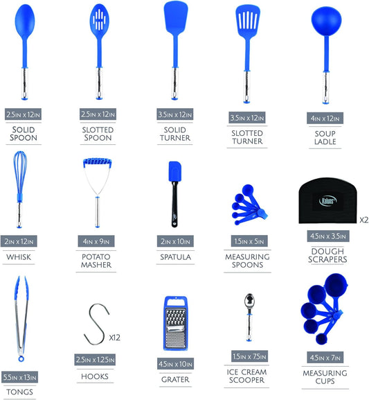 Kitchen Utensils Set 35 PCS Cooking Utensils Set, Nonstick and Heat Resistant Nylon Stainless Steel Silicone Spatula Set - Kitchen Gadgets Home Essentials Kitchen Accessories, Apartment Must Haves