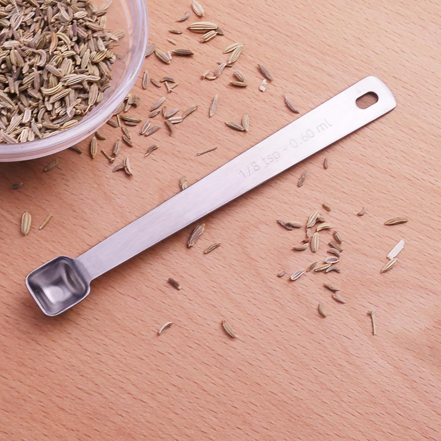 2PCS 1/8 Teaspoon(1/8tsp, 0.6ml) Single Tiny Measuring Spoon, Small Individual Stainless Steel Measure Spoons Only