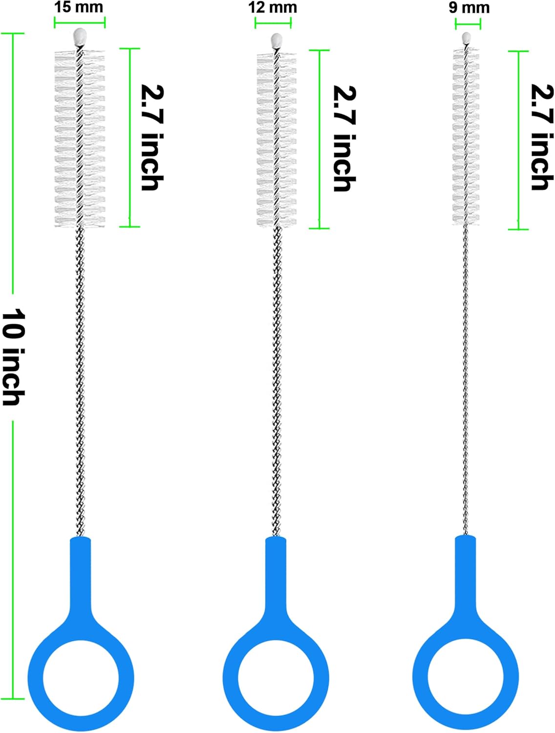 Straw Cleaner Brush 10 Inch, Straw Brush Cleaning with Big Circular Handle for Cleaning Stanley Tumbler, Water Bottle, Reusable Straws, Test Tubes, Sippy Cups, Various Teapots Kettles 6-Pack