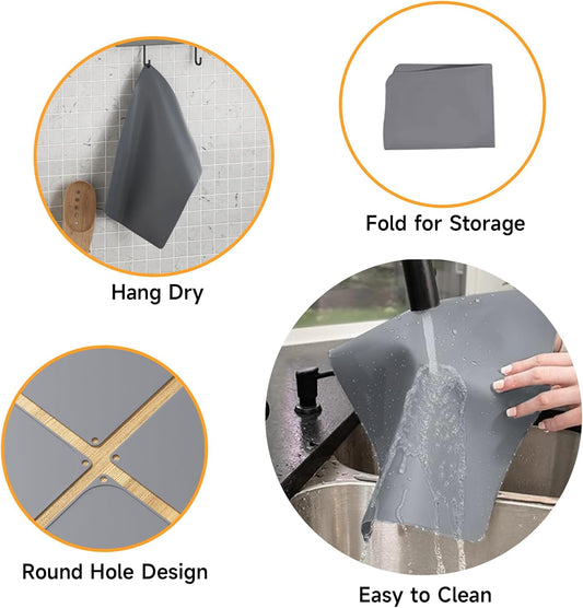 Silicone Placemats for Toddlers Baby,Food-Grade,Non-Slip,Dining,Heat Resistant Silicone Mat,Small Baking Mat,Kitchen Counter Mat,Dishwasher Safe (15.7x11.8inch-4pack, Grey)