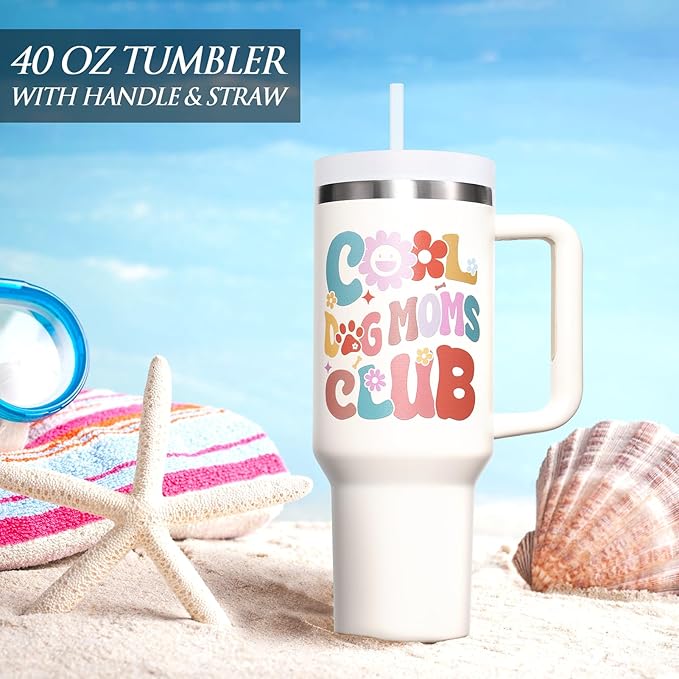 Dog Mom Gifts for Women, Christmas Gift for Dog Lover, 40 OZ Tumbler Dogs Gift for Mom, Wife, Grandma, Auntie, Sister, Friends, Teacher, Unique Cool Xmas Birthday Gifts for Dogs Owners Insulated Cup